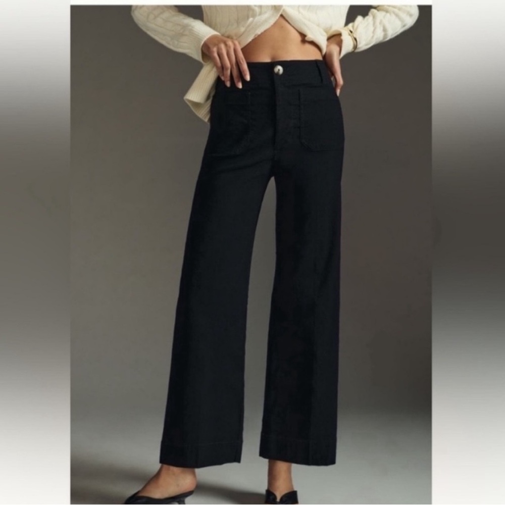 Anthropologie Maeve High Waisted Black Cropped Pants, Size 27